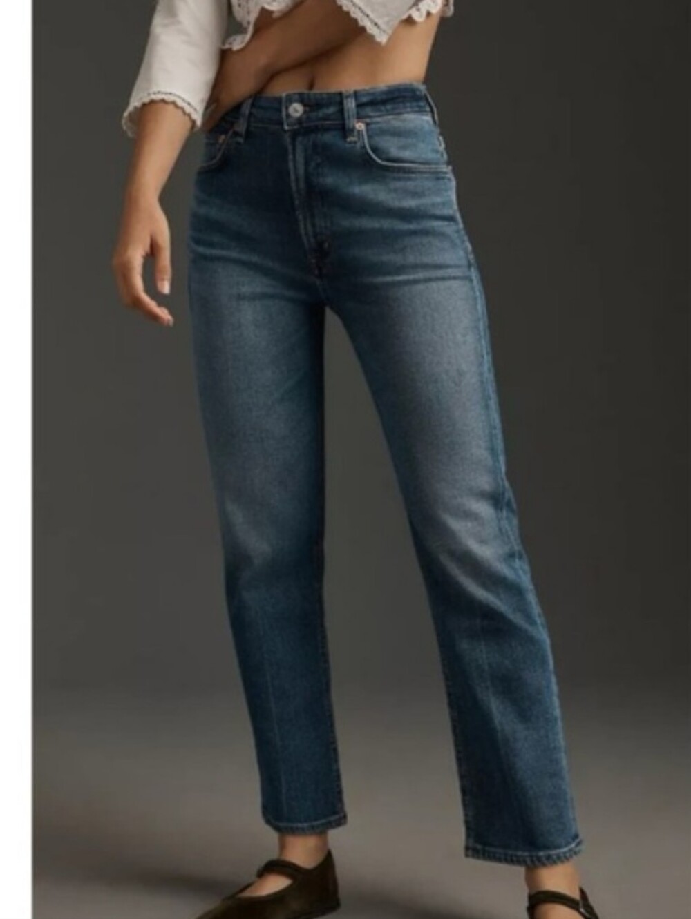 Citizens of Humanity Zurie Straight-Leg Ankle Jeans Abalone Dark Blue 28